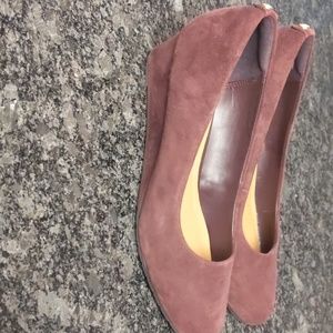 Clark's Plum Suede Wedges